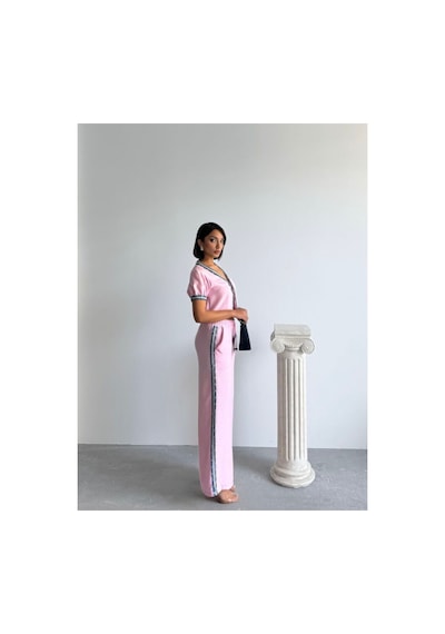 Verymoda Kot Şeritli Pantolon F1890 Pembe