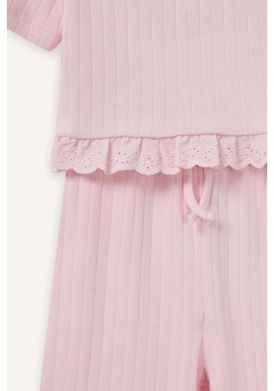 Defacto Fırfır Detaylı Pembe 2li Takım Kız Bebek H2664a526sppn670 Pembe-pn670