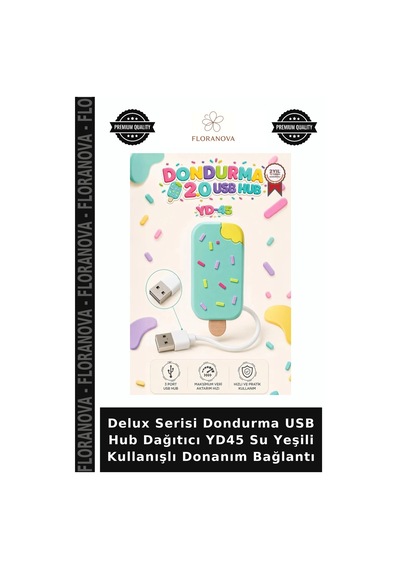 Delux Serisi Dondurma Usb Hub Dağıtıcı Yd45 Su Yeşili Kullanışlı Donanım Bağlantı