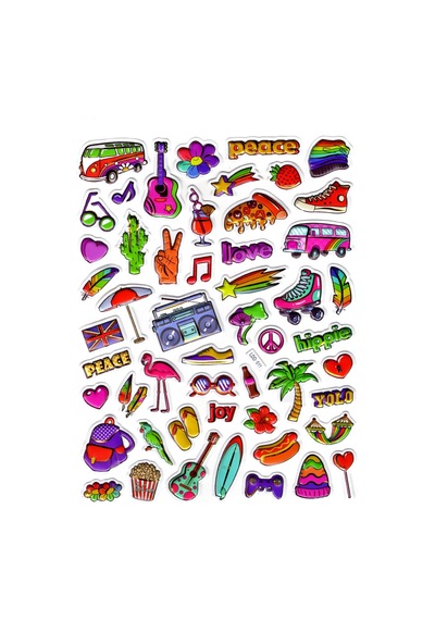 Sticker Kabartmalı Stiker Defter Planlayıcı Etiket Ldd011 -24x19cm - Hippie Tatil