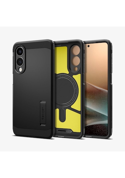 Spigen Samsung Galaxy S25 Edge İle Uyumlu Kılıf Tough Armor Aı Magfit Özellikli Kickstand Black Siyah