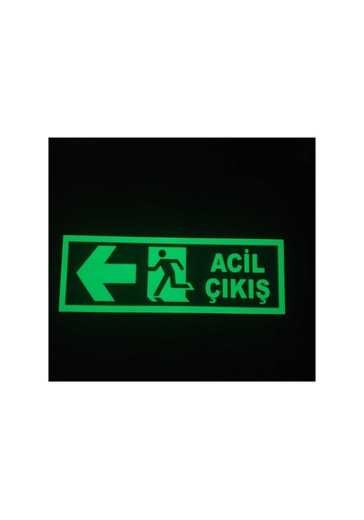 Fotolümen Fosforlu Acil Çıkış Sol Yön Levhası 10x30 Cm - 874367453