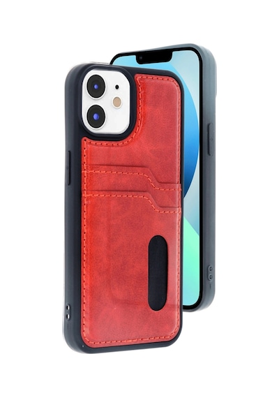 Apple iPhone Uyumlu  Uyumlu 11 Kılıf Sara Kartvizitli Deri Kılıf - Kırmızı