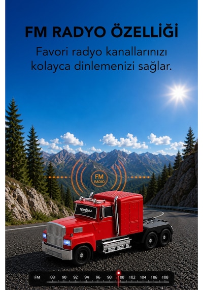 Tır Tasarımlı Bluetooth Hoparlör 15w Rgb Işıklı Fm Radyo Usb Tf Kart Çoklu Bağlantı Vintage