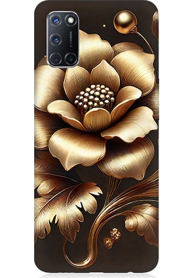 Oppo A72 Uyumlu Altın Işıklı Zarif Çiçek Desenli Silikon Kılıf Çok Renkli