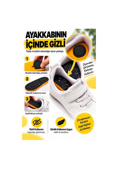 Çocuk Takip Tabanlığı İos Ve Android Uyumlu Akıllı Gizli Takip Cihazı Ortopedik Tabanlık