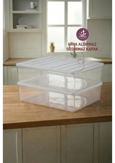 Selka Home 2 Adet 4 Lt. Nora  Organizer Buzdolabı Buzluk Düzenleyici Saklama Kabı
