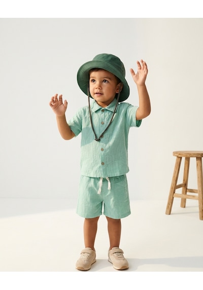 Baby Lory Kids Store Erkek Çocuk Renkli Dokuma Gömlekli Takım Açık Yeşil