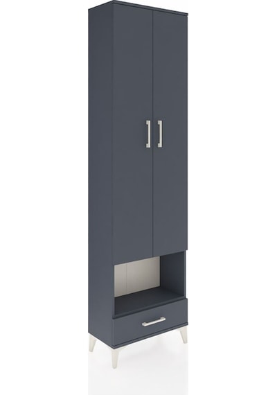 Arges Dolap 4 Raflı Tek Çekmeceli Tek Askılı 60x30x221 Antras... Antrasit