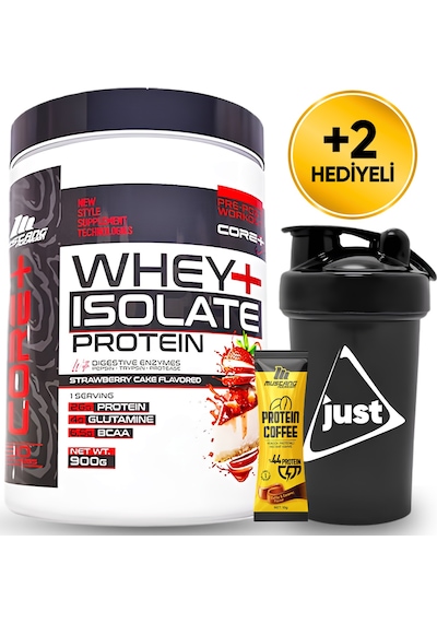 Mustang Nutrition Core+ Series Isolate Whey Protein Tozu 900 Gr 30 Servis Çilekli Pasta + Shaker + Protein Kahve Hediyeli Çilek Aromalı