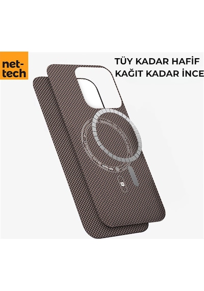 Nettech Apple Uyumlu iPhone 15 Pro Max Nt-n075 Kevlar Karbon Arka Koruma Kılıf - Siyah Siyah