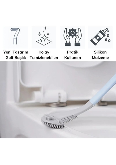 Golf Tasarımlı Silikon Wc Klozet Mutfak Temizlik Fırçası Kanca Hediyeli Belirtilmemis