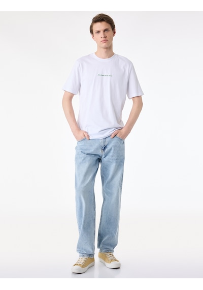 Koton Normal Bel Pamuklu Vintage Straight Fit Jean Pantolon Orta İndigo 6sam40024nd