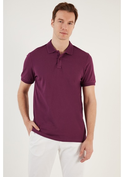 Buratti Pamuklu Regular Fit Düğmeli Erkek Polo Yaka T Shirt 5902739 Mürdüm