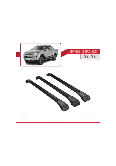 Chevrolet D-max Rt85 2016-2019 Arası İle Uyumlu Ace-1 Ara Atkı Tavan Barı Siyah 3 Adet Bar