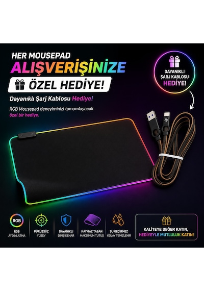 Dalong Led Işıklı Düz Mousepad 90x40 Cm