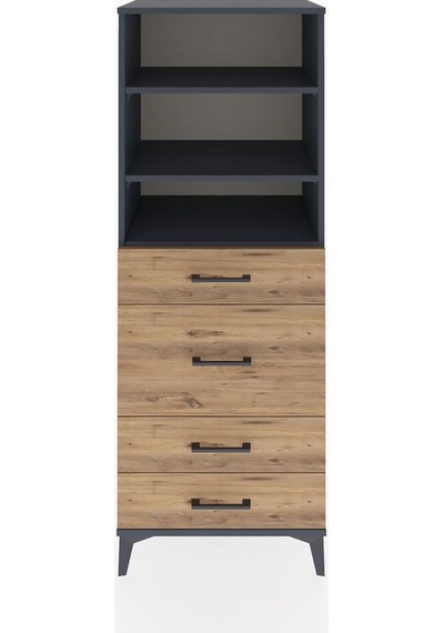 Hyperion Dolap 3 Raflı 4 Çekmeceli 60x44x163 Antrasit-çam Antrasit