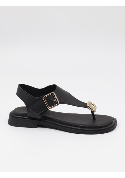 Nesilshoes Nesil Shoes Dvm 219 Siyah Tokası Cırtlı Parmak Arası Sandalet