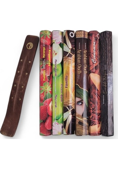 Srtrawberry, Apple, Vanilla, Arabian Qudh, Cinnamon, Sandal 6x20 Tütsü-hediyeli