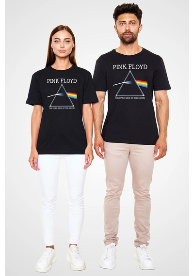 Startmore Adrift Pink Floyd Baskılı Unisex Beyaz Tişört Siyah