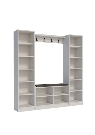 Lucas Çift Boy Dolaplı Portmanto Vestiyer Ayakkabılık Askılıklı Oturma Banklı Antre Dolabı 182x170x35 Cm Beyaz Lucas Çift Boy Dolaplı Portmanto Vestiyer Ayakkabılık Askılıklı Oturma Banklı Antre Dolabı 182x170x35 Cm Beyaz