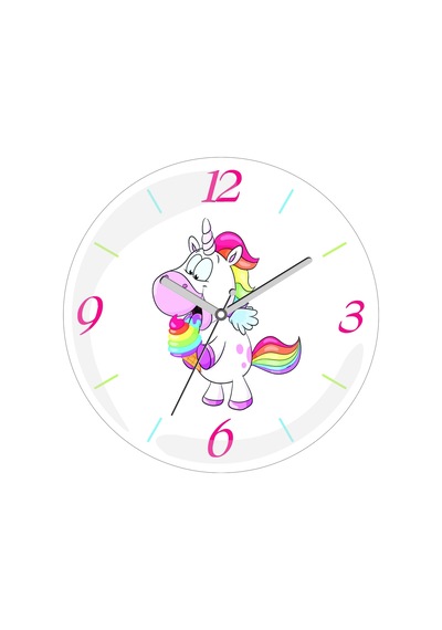 Unicorn Bebe Çap 30cm Sessiz Akar Bombeli Gerçek Cam Duvar Saati Diğer