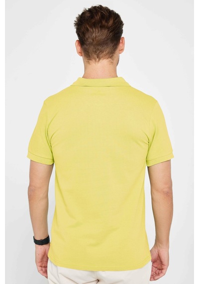 Tudors Erkek Slim Fit Dar Kesim %100 Pamuk Yeşil Polo Yaka Tişört-32785 Yeşil