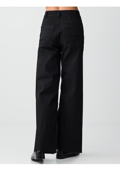 Jimmy Key Siyah Bol Paça Yüksek Bel Rahat Kesim Denim Pantolon 6sw185662900