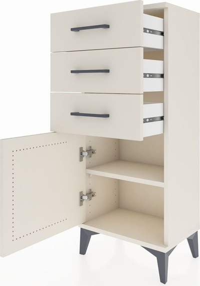 Arges Komodin Tek Raflı 3 Çekmeceli Tek Kapaklı 44x30x106 Aytaşı-aytaşı Aytası