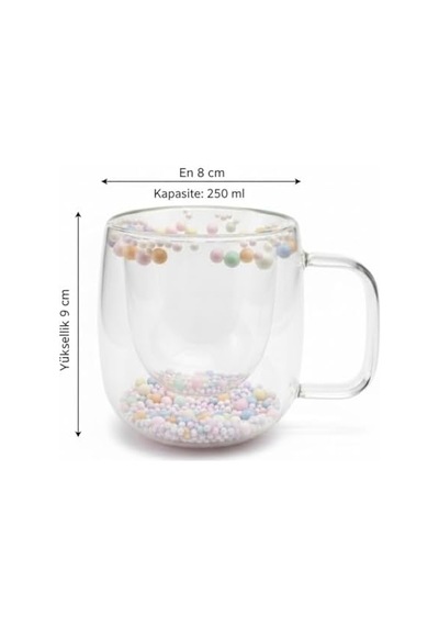 Renkli Boncuk Detaylı 250 Ml Isıya Dayanıklı Çift Cam Kupa Şık, Hafif Ve Yalıtımlı Tasarım Aeropress