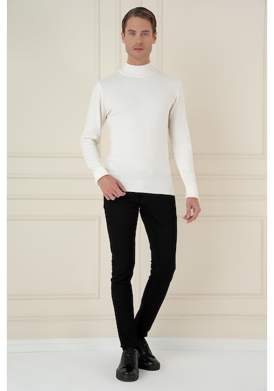 Efor Tr 876 Slim Fit Ekru Klasik Triko Ekru