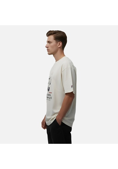 Ekru Fila Erkek T-shirt Navigli Caffé Relaxed Graphic Fam1087.10010 Ekru