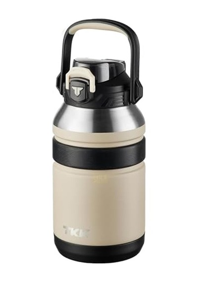 Tkk Mega Boy 1500ml Pipetli/pipetsiz Kullanım Askılı Paslanmaz Çelik Termos Matara Bej Genel