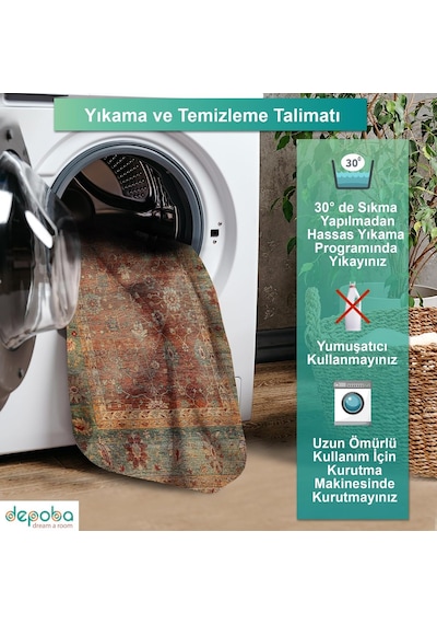 Rubby Kadife Kaymaz Pamuk Tabanlı Yıkanabilir Antibakteriyel Salon Halısı 120x180 Genel