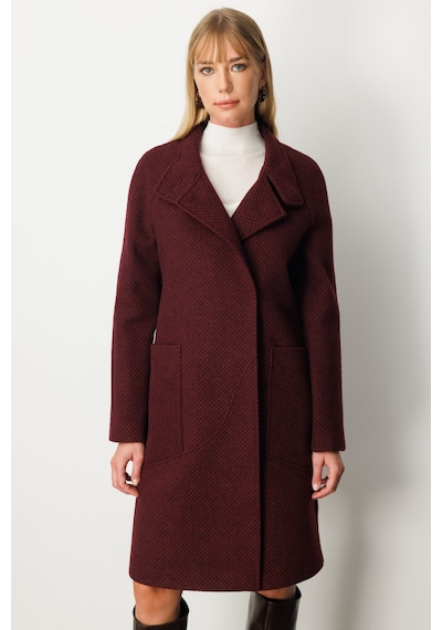 Ekol Kadın Dokulu Torba Cepli Kaban 6051 Bordo Bordo