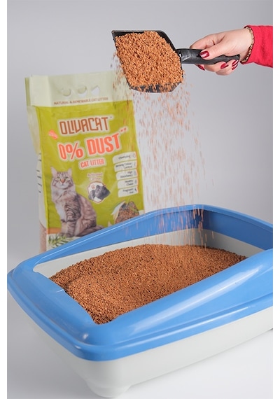 Olivacat Zeytin Çekirdeğinden Üretilen Aktif Karbonlu Tozsuz Doğal Kedi Kumu 8 L