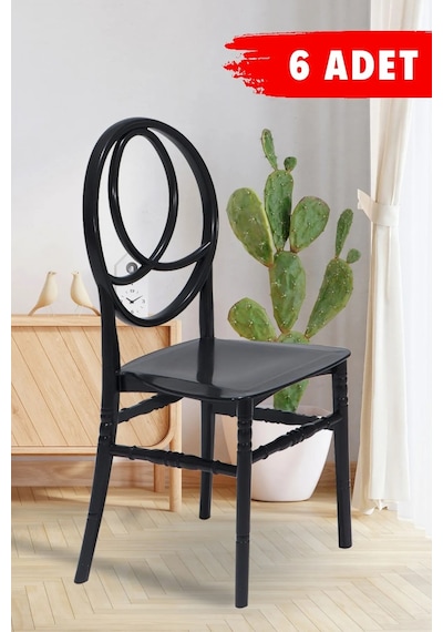6 Adet Phoenix Siyah Sandalye / Balkon-bahçe-mutfak