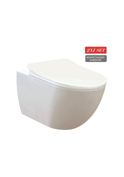 Creavit Free Rim-off Kanalsız Asma Klozet 1.kalite Fe322.02 + Duck Tp Yavaş Kapanan Kapak 2'li Set Beyaz