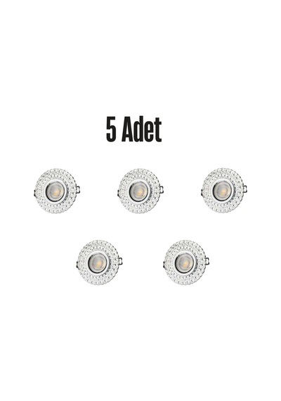 Ct- 6639 İpek Cam Spot Ampülsüz Led Efekli 5 Adet Beyaz