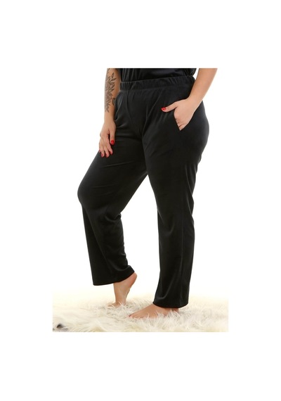 Myline Kadife Beli Lastikli Cepli Pijama Alt