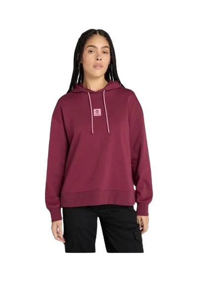 Timberland Stack Logo Loop Back Hoodie Kadın Sweatshirt - Tb0a5sx26481 Bordo