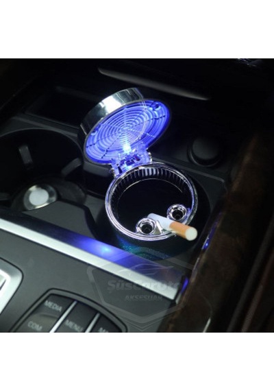 Üniversal 7 Renkli Rgb Led Işıklı Lüx Oto Küllük Kapaklı Spor Araç İçi Küllük Araba Küllüğü