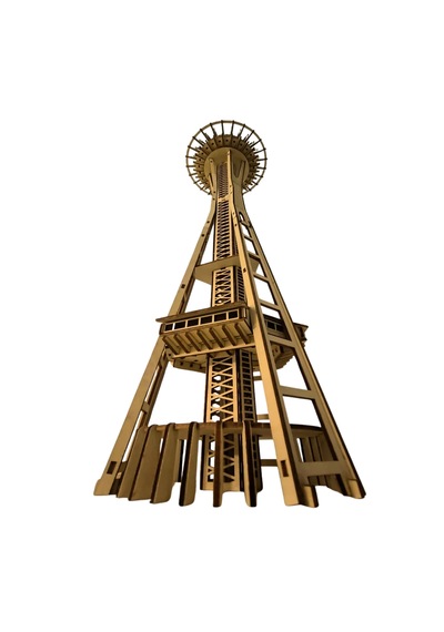 Space Needle Ahşap Maket Seti Dıy 3d Puzzle Seattle Kulesi Koleksiyoner Modeli 321 Parça