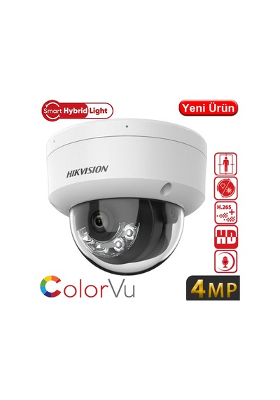 Hıkvısıon Ds-2cd1141g2-lıuf 4mp 2.8mm Smart Hybrıt Lıgth Sesli Poe Ir Dome Kamera 20mt