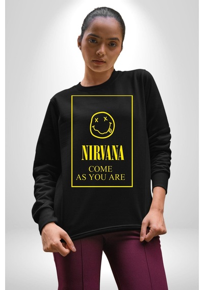 Nirvana Müzik Grubu Unisex Siyah Sweatshirt Siyah