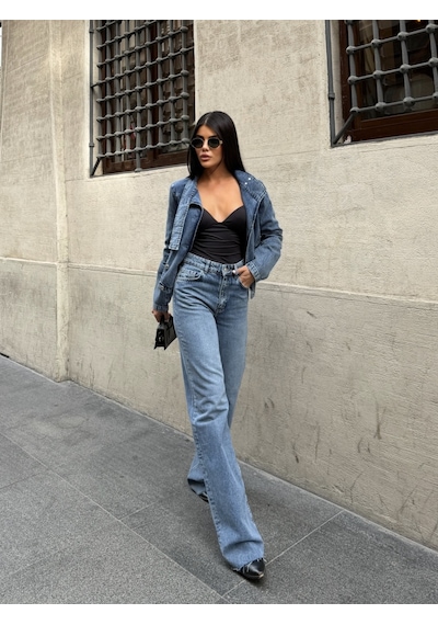 Out Of Standart Kadın Straight Leg Normal Bel Düz Paça Jean Pantolon İce Blue