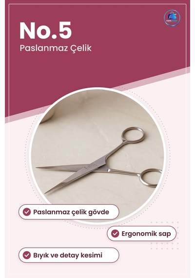 Bıyık Ve Detay Saç Kesim Makası No.5 Paslanmaz Çelik Berber Keski