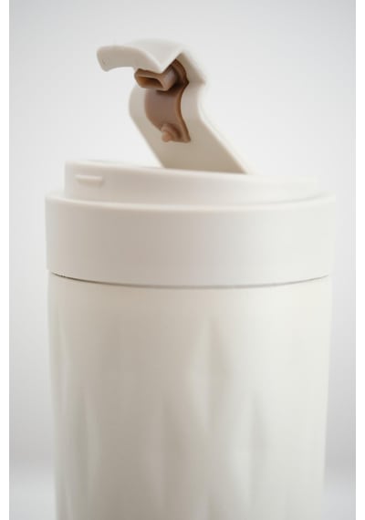 Png-1167 500ml Flip Kapak Desenli Çelik Mug 6 Saat Sıcak 12 Saat Soğuk Sızdırmaz & Bpa Free Krem