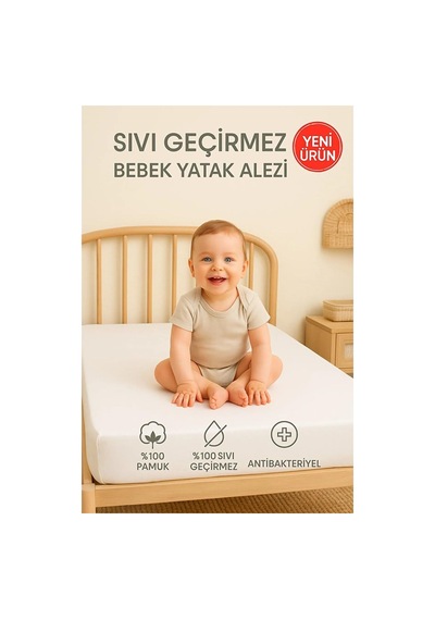 Suvay%100 Pamuklu Sıvı Geçirmez Bebek Alezi Yatak Koruyucu Bebek