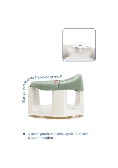 Babyjem Önden Açılır Banyo ve Mama Oturağı ve Hediye Minderli - 2 ' Li Set Soft Yeşil